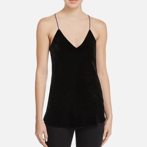 Theory black velvet drapey sleeveless top size small